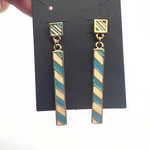 Vintage style Striped Gold and Blue Earrings
